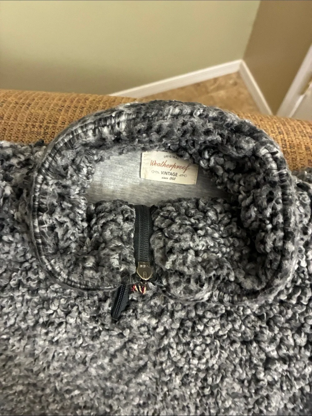 Weatherproof Vintage Women’s Sherpa Quarter Zip Fleece Pullover Pockets Gray S